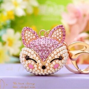 Bag Charm Key Ring - Pink Fox